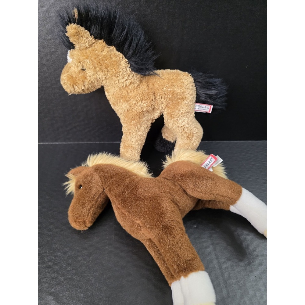 Douglas Cuddle Toys Brown Horse Plush 10"‎ Stuffed Animal Lot Of 2